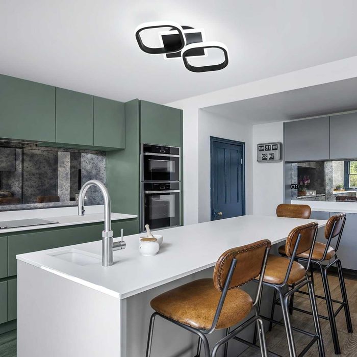 LED плафон/полилей за таван с две светещи модула 30W, 6000K, метал+силикон