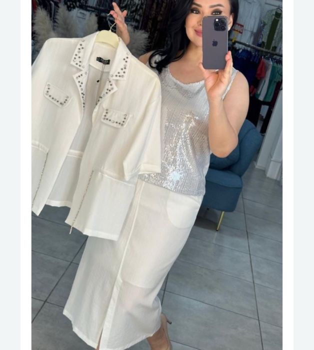 Костюм тройка с маечкой белый цвет