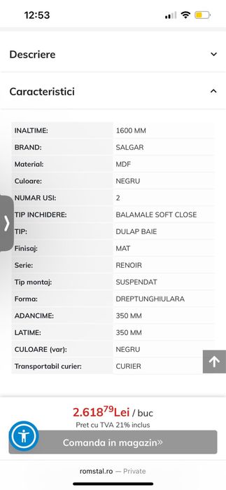 Dulap baie suspendat SALGAR