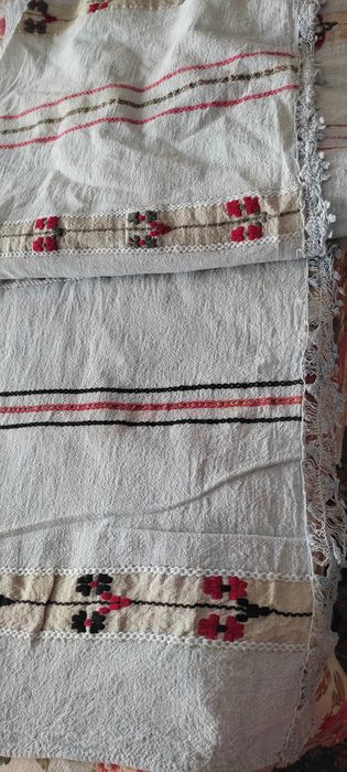 Автентичен добруджански плат* Пешкир* Памук* Ръчна бродерия/дантела