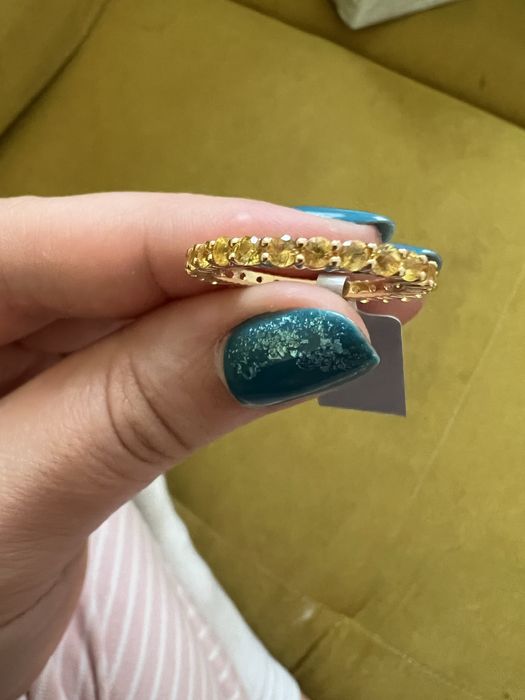 Inel Eternity cu Safire Galbene Bankaja 0.35 ct placat cu aur