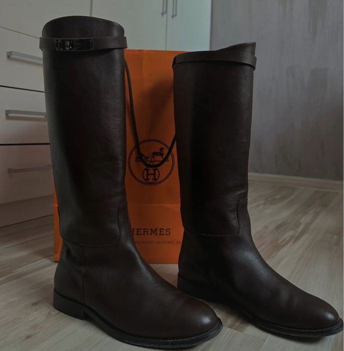 Hermes brown leather jumping boots