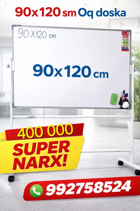 Yangi markerli oq doska 90x120