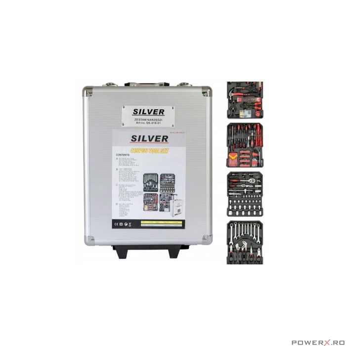 Troller (set) trusa de scule, chei cu 419 de piese Silver