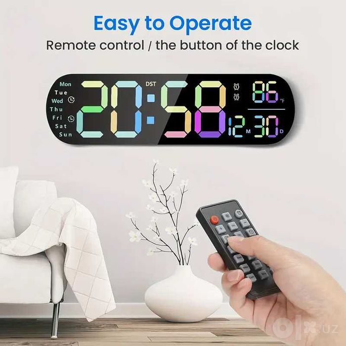 LED Часы электронные настенные + светодиод пультом.Devor Elektron Soat