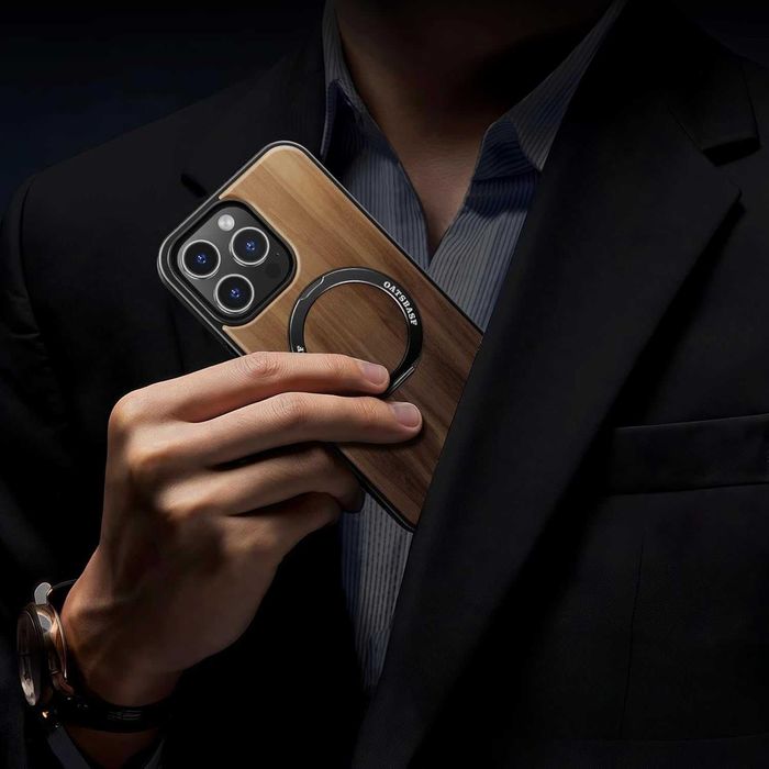 Калъф PANPHEN за IPhone 16 Pro Max 6.9" Магнитен дървен калъф, черен