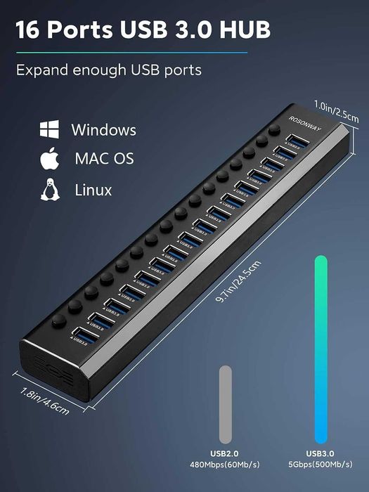 Продам USB-хаб  Rosonway 16 портов USB 3.0