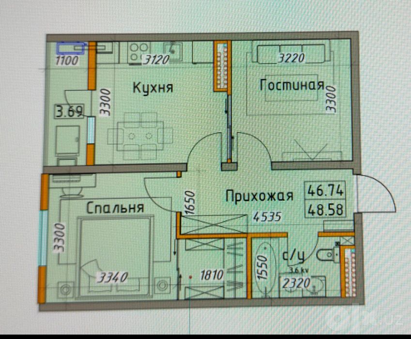 Bashkent 2 xona 50M2 tayyor Remont + mebel
