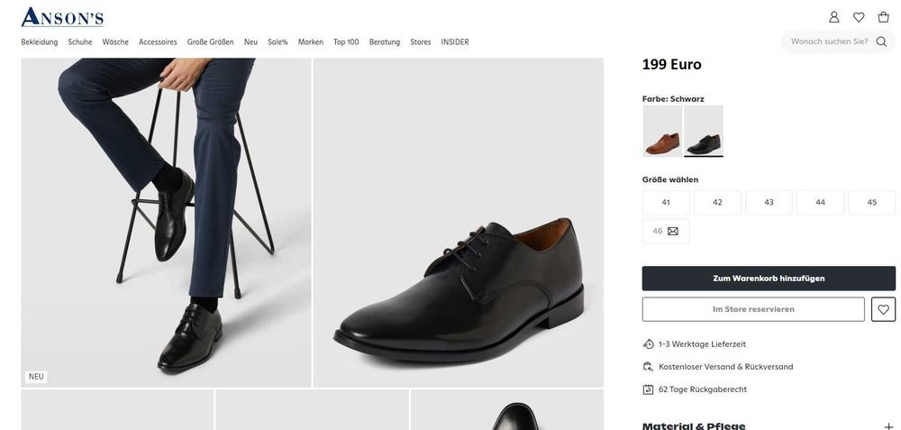 Pantofi derby lucrati manual Gordon Bross 40 piele naturala moale