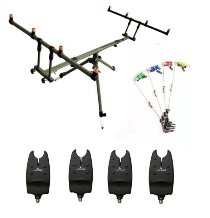 Set Pescuit RodPod 4 Posturi + 4 Senzori + 4 Swingeri Color