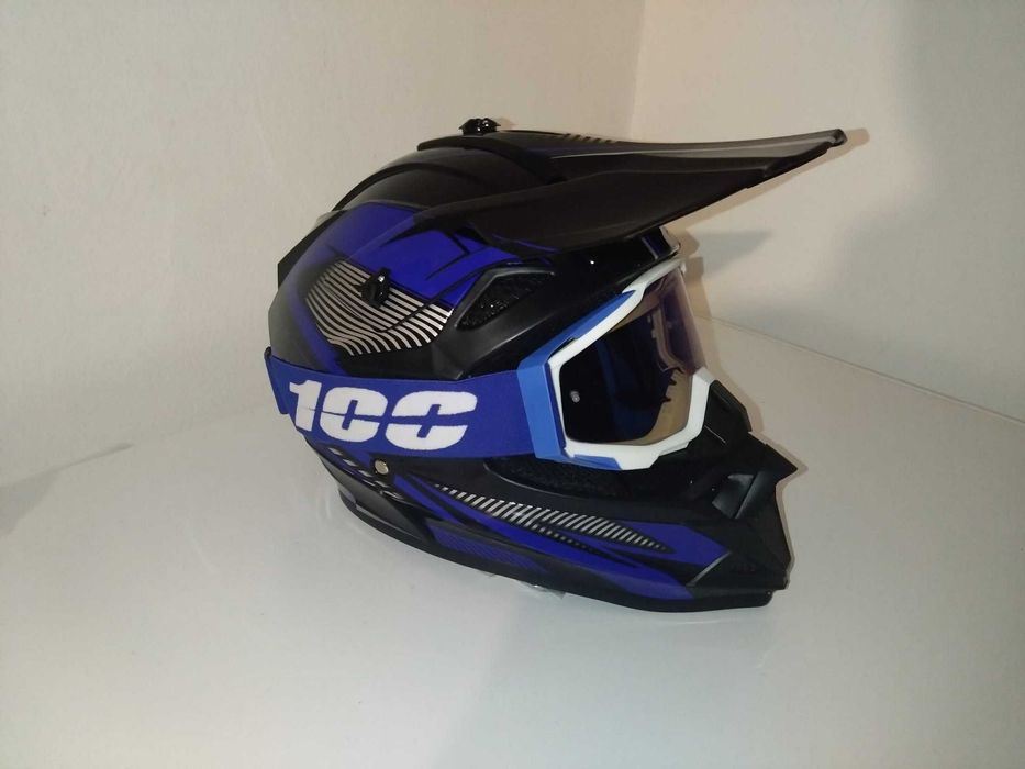 Casca moto cross enduro  +ochelari
