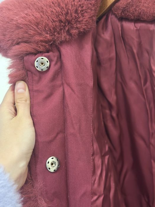 Розово палто с косъм