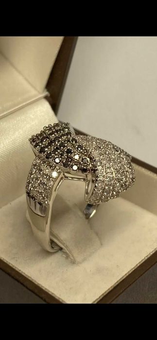 Inel vintage de aur galben 14k cu diamante naturale 1.50ct /marime 66