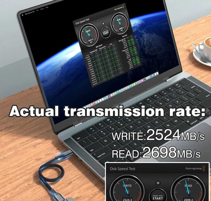 UGOURD Thunderbolt 4 кабель 2m, серый, 40G, 240W, 8K