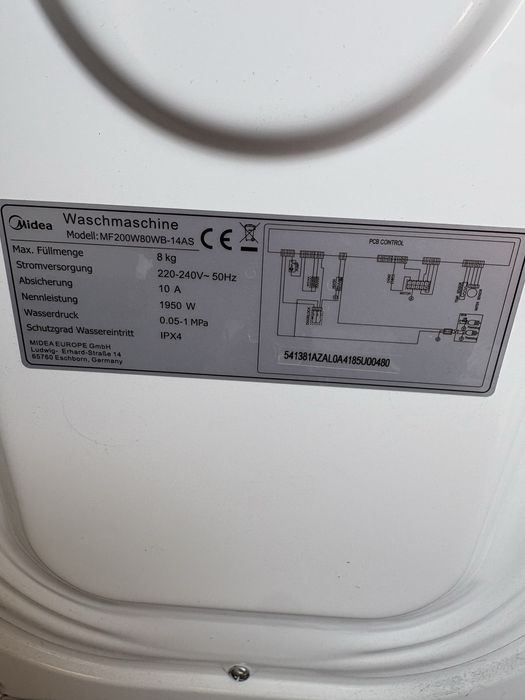 Пералня Midea MF200W80WB-14AS 8 кг
