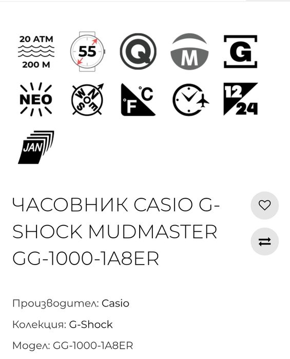 Часовник Casio  G Shock. GG 1000 1A8ER