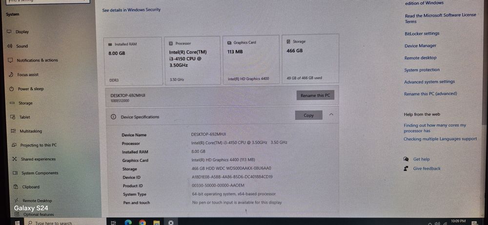 Calculator pc desktop lenovo all in one i3