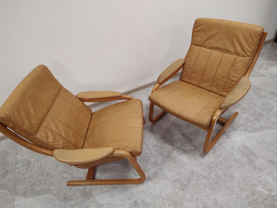 Скандинавски кресла, естествена кожа Д413