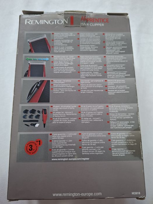 Aparat de tuns Remington HC5018 Apprentice, Lame Otel, Sistem auto-ascutire, alimentare la retea, 3-18 mm