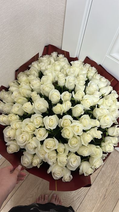Букет из белых роз 101 штук