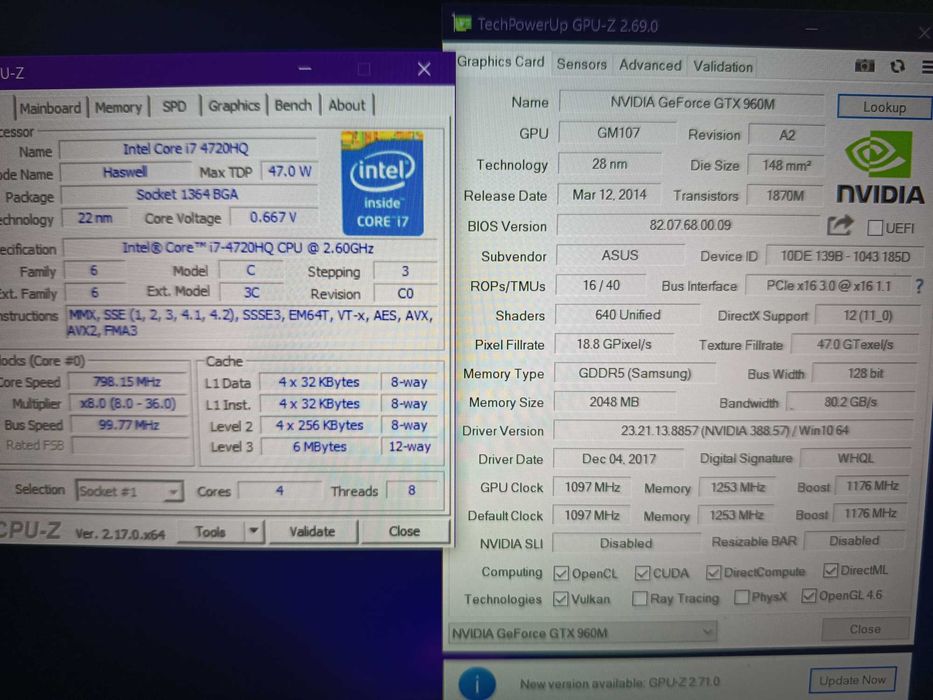 Laptop gaming Asus Rog G551jw, Core i7 4720hq, 16gb ram, Nvidia GTX 960m, tastatura iluminata, ssd 240gb, full HD