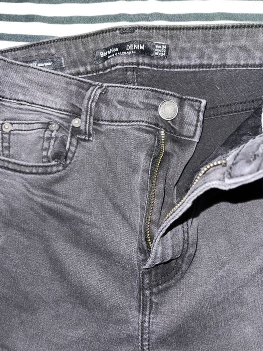 Blugi skinny gri inchis Bershka High Waist 34