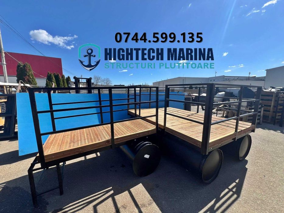 Ponton de agrement pentru pescuit si relaxare cu flotori din plastic