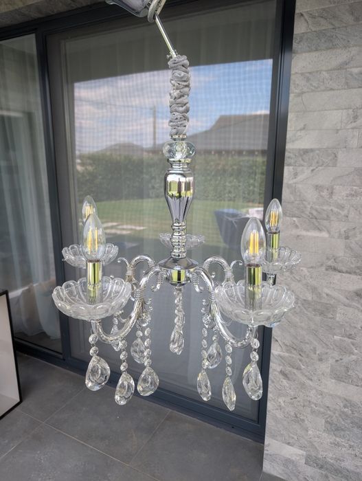 Candelabru Elegant Silver Crystal – 5 brațe