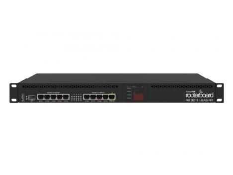 Router Mikrotik, RB3011UiAS-RM, 10x RJ45 Gigabit, 1x SFP, CPU ARM Dual-Core, Display LCD