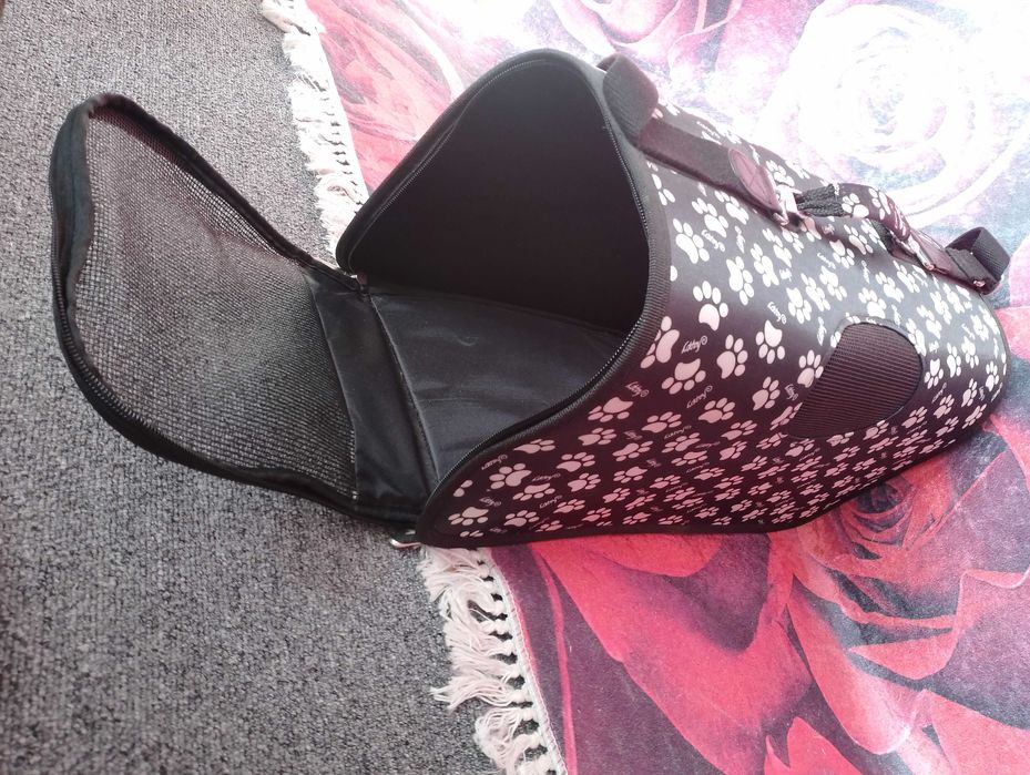 48/23/26 см Черно-бяла клетка-чанта за пренос на домашен любимец