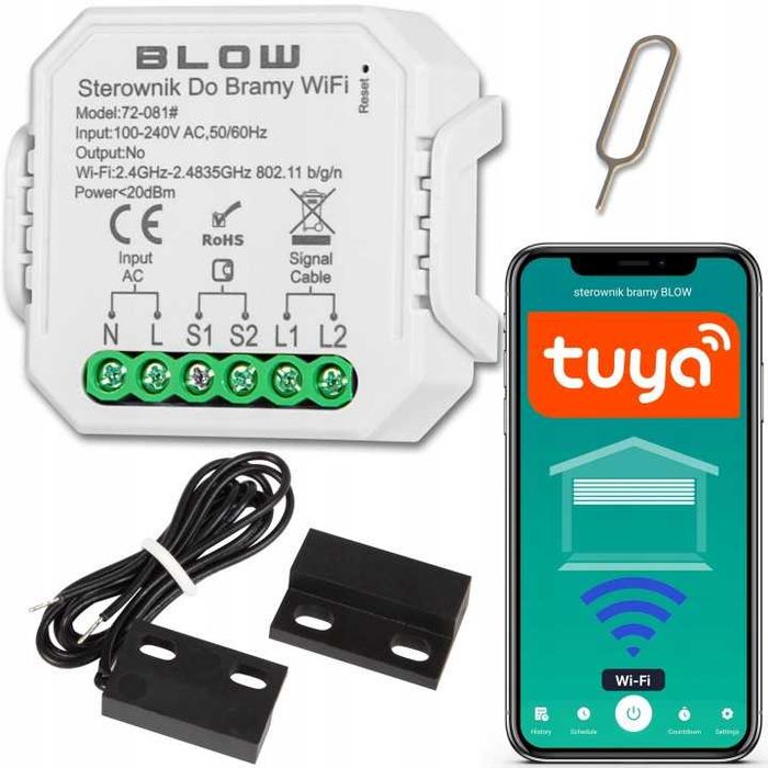 Смарт WiFi контролер за гаражна врата и порта Tuya Smart Life с датчик