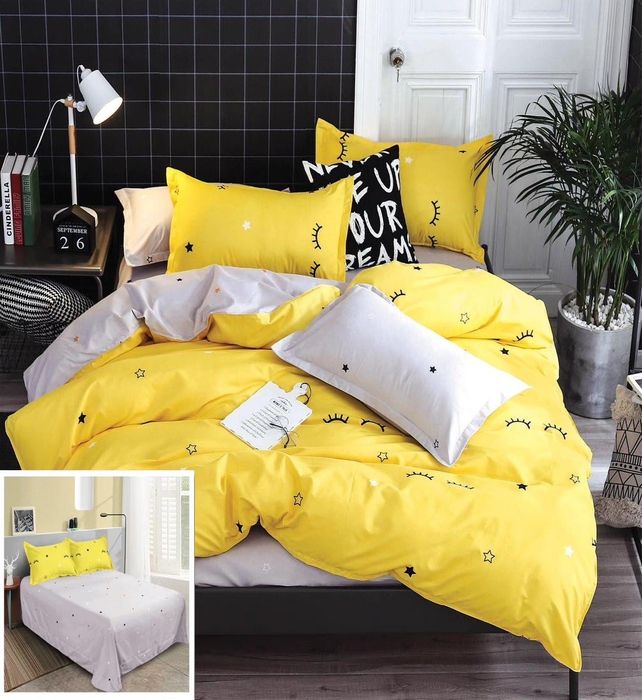 Lenjerie Pat Theon Sf158, Bumbac, 4 Piese, Fara Elastic, Galben