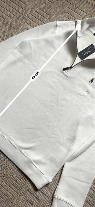 Polo Ralph Lauren Quarter Zip Alb – Mărimea M – Nou cu Etichetă