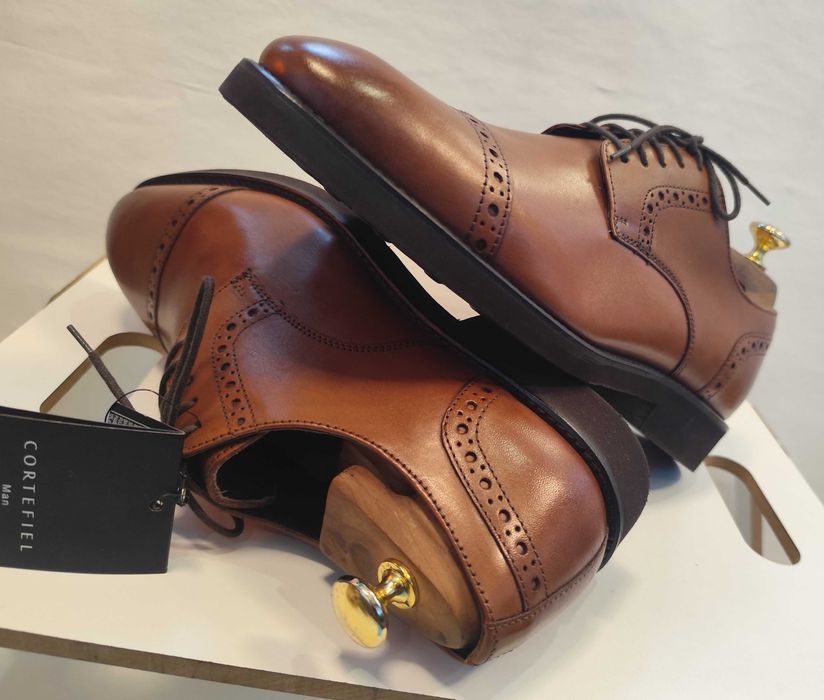 Pantofi derby 42 42.5 piele naturala Cortefiel NOI piele naturala