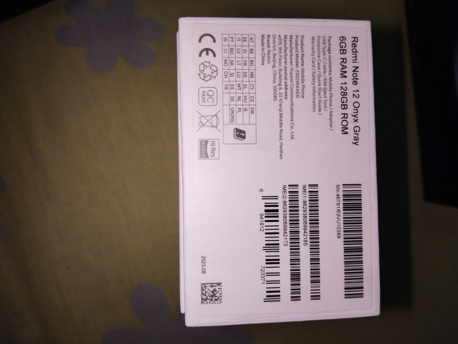 Redmi not 12 onyx gray 6gb ram 128 GB rom