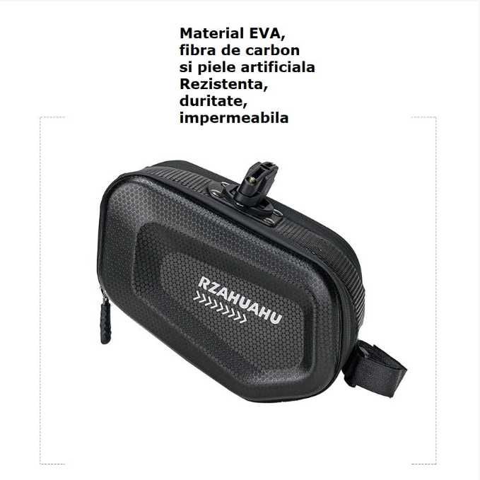 Borseta pt bicicleta, piele artificiala si carbon 20X12X12cm