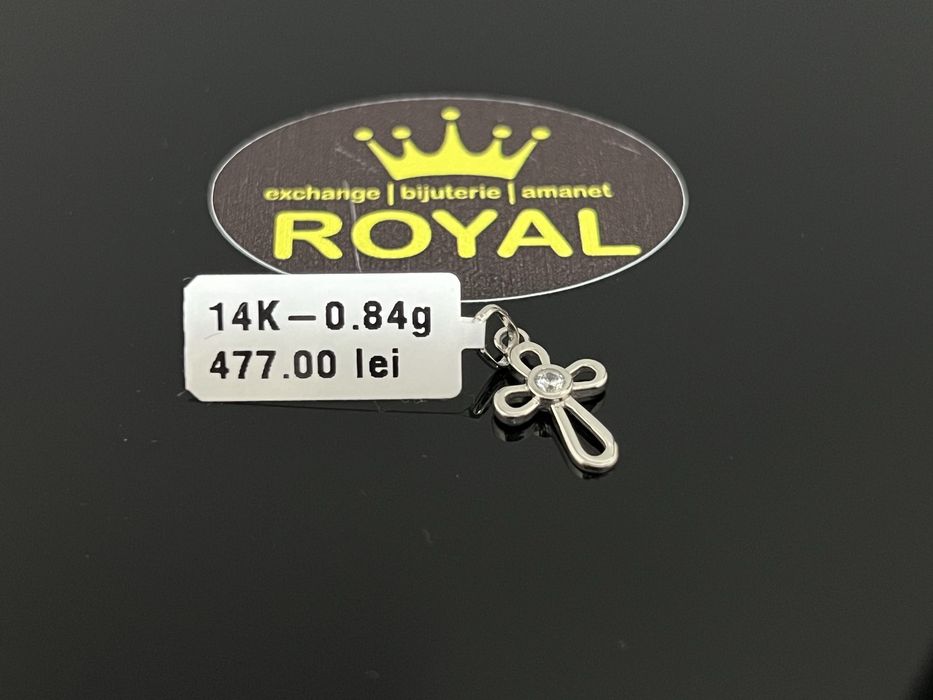 Bijuteria Royal CB : Pandant cruce aur alb 14k  0,84 grame