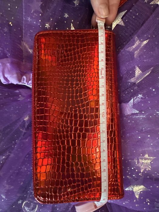 portofel rosu metalic cu argintiu nou