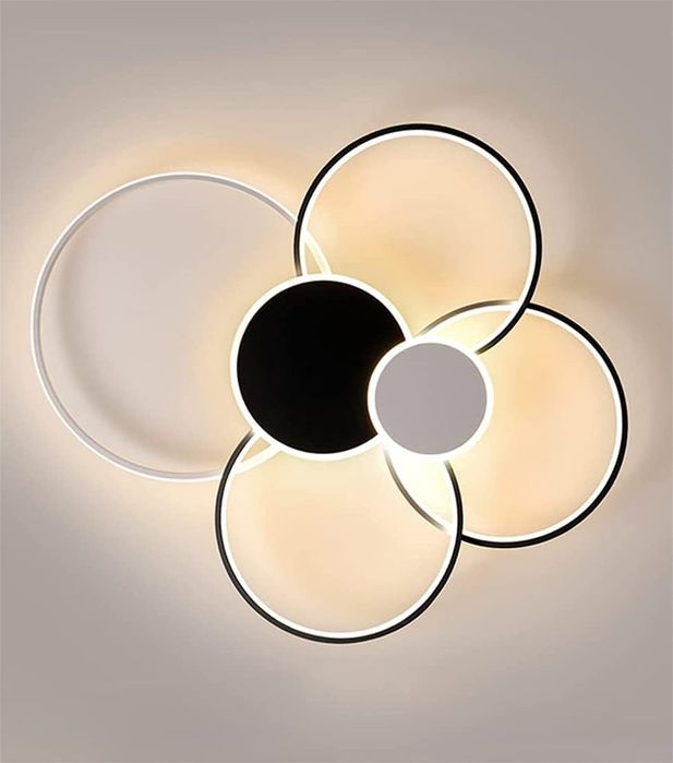 Модерна LED таванна лампа черно и бяло 100×86 см 96W + дистанционн