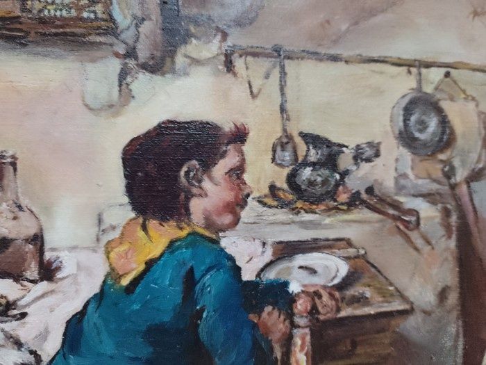 Ulei pe pânză in cutit lucrare de o foarte buna calitate incadrata înt