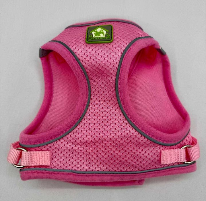 Set ham si lesa pentru caini, vesta reflectorizanta ajustabila, roz,L