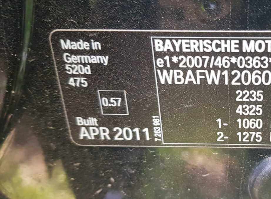 Dezmembrez BMW F10 Motor turbina N47D20C Cutie viteze automata 8HP45 Usa Bara Haion Scaune Far Stop Tulumba BMW F10 520d