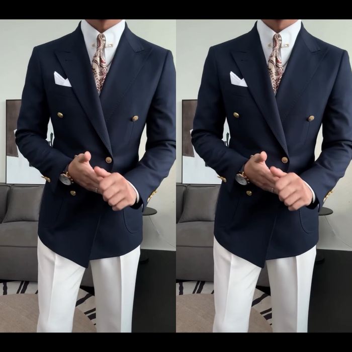 Пиджак Новый Двухбортный Темно синий