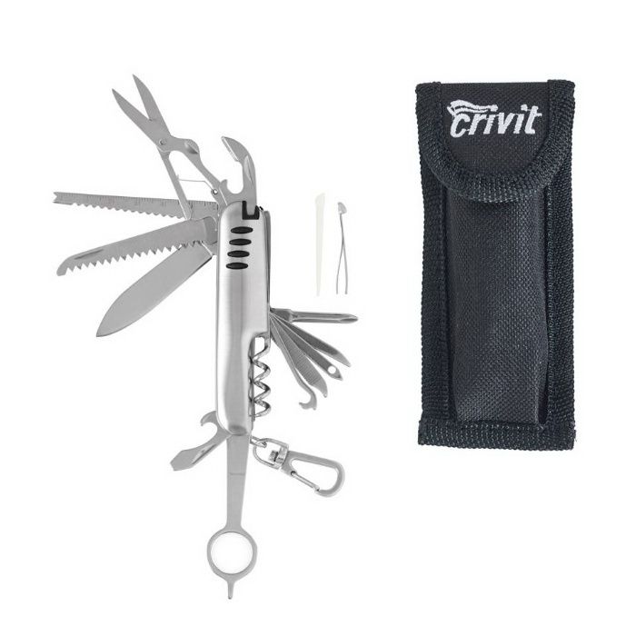 BRICEAG din INOX multifuncțional cu husa, cuțit - nou sigilat Germania
