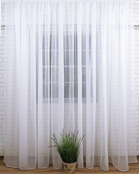 Тюль однотонная легкая белоснежная