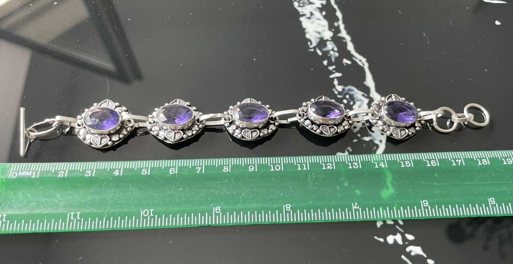 Bratara Argint 925 Vintage cu Pietre Semipretioase Ametist