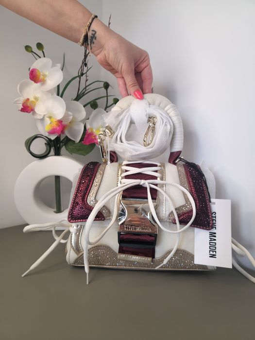 Оригинална дамска чанта Steve Madden  Крем Бордо