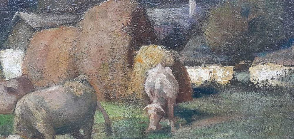 Tablou vechi - peisaj transilvanean - semnat Udvary Pál