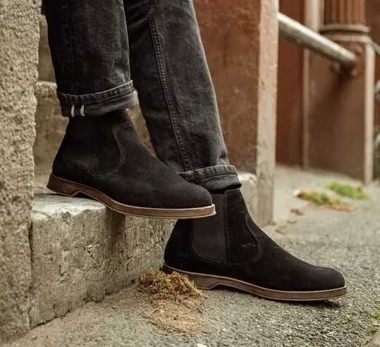 Ghete chelsea 41 plain toe Salamander piele naturala moale negru