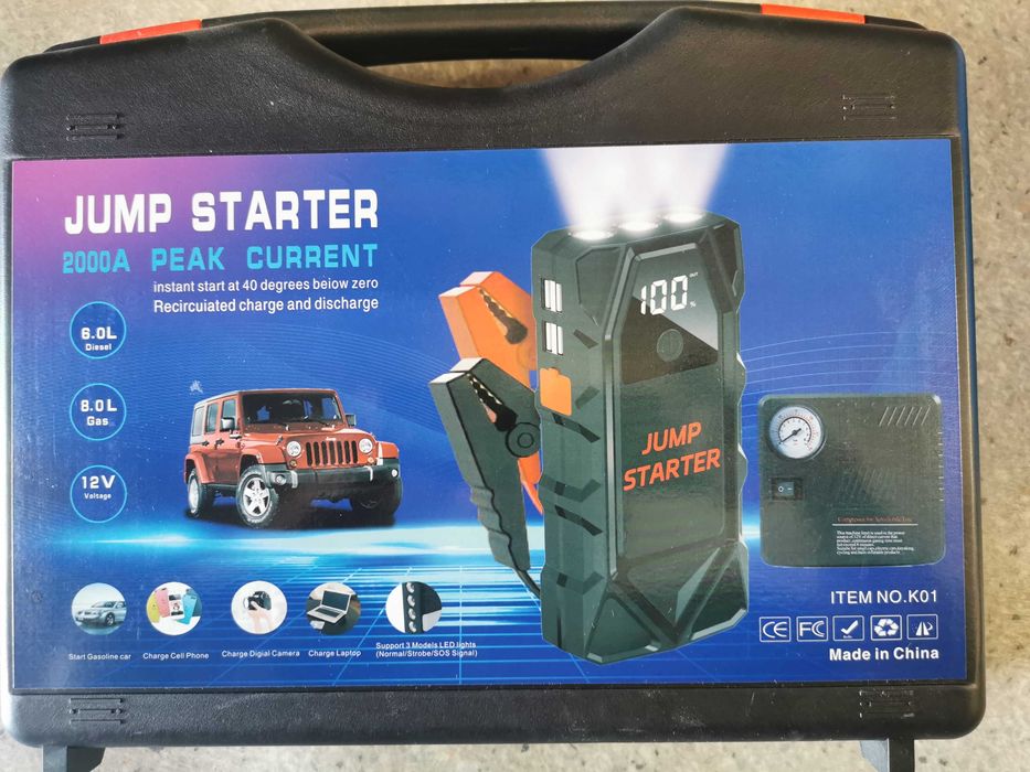 Стартерно устройство Jump starter за кола + компресор